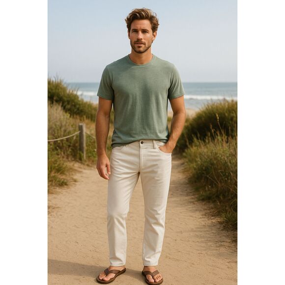 FAHERTY Beige Casual Lounge Cotton Pants Trousers   Men’s Size 36 - Picture 1 of 7